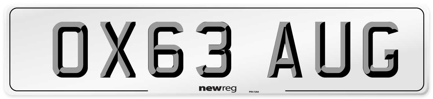 OX63 AUG Number Plate from New Reg